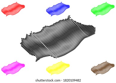 Ribeira Grande municipality (Republic of Cabo Verde, concelhos, Cape Verde, Santo Antao island, archipelago) map vector illustration, scribble sketch Ribeira Grande map