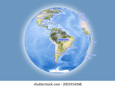Riberalta-Bolivien wird auf der Weltkarte der Vektorgrafik angezeigt. Die Karte zeigt die Lage von Riberalta-Bolivien in der Welt.