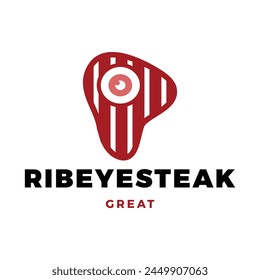 Ribeye Steak Icon Logo Design Template
