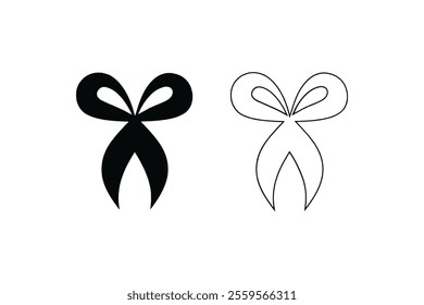 Ribon icon isolated silhouette. Ribon vector illustration on white background
