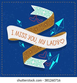  Ribons boho style.
Greeting holidays card vector template