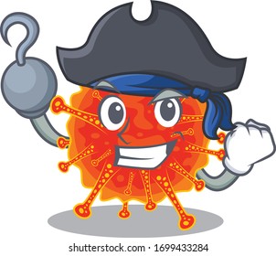 Riboviria cartoon design style as a Pirate with hook hand and a hat