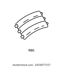 icono de línea de concepto de costillas. Ilustración de elemento simple. diseño de símbolo de contorno de concepto de costillas.