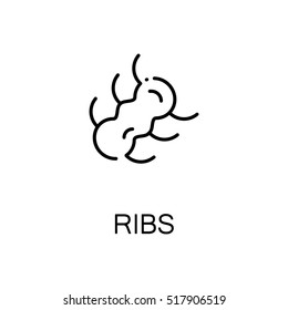 Ribs flat icon. Single high quality outline symbol of meat food for web design or mobile app. Thin line signs of ribs for design logo, visit card, etc. 
