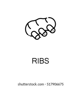 Ribs flat icon. Single high quality outline symbol of meat food for web design or mobile app. Thin line signs of ribs for design logo, visit card, etc. 
