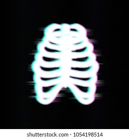 Ribs in glitch style. Distorted Glitch Style. Vector illustration design.