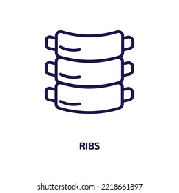 ribs icon from food collection. Thin linear ribs, cooking, restaurant outline icon isolated on white background. Line vector ribs sign, symbol for web and mobile