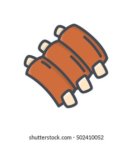 Ribs Icon Food Meat Colored