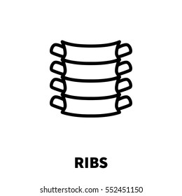 Ribs icon or logo in modern line style. High quality black outline pictogram for web site design and mobile apps. Vector illustration on a white background.