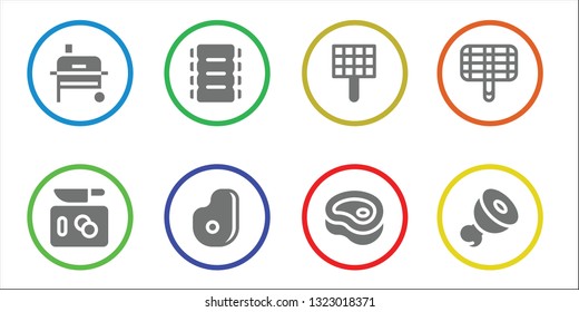 ribs icon set. 8 filled ribs icons.  Collection Of - Grill, Chop, Ribs, Meat