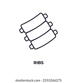 ribs  outline icon. Linear vector from food concept. Thin line ribs  icon isolated on white background