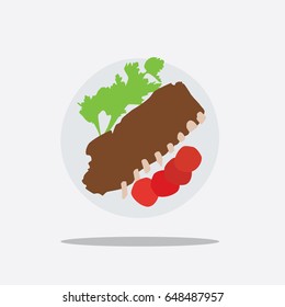 Ribs plate icon, vector illustration design. Food collection.