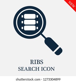 Ribs search icon. Editable Ribs search icon for web or mobile.