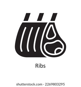 Ribs Vector Solid Icon Design illustration. Grocery Symbol on White background EPS 10 File