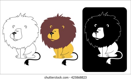 Ricardo lion, vector image of a lion, sitting lion logo lion, small lion, good lion, the mane of a lion, cartoon lion