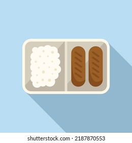Rice airline food icon flat vector. Air meal. Plane dinner