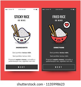 Rice Asian Food Recipe App Design