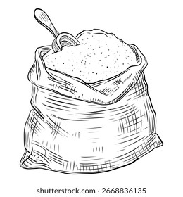 Saco de arroz desenhado à mão vetor esboço ilustração