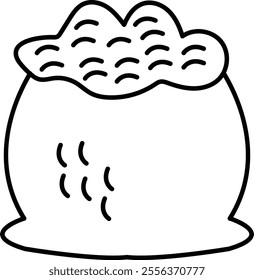 Rice Bag Vector Line Icon Design