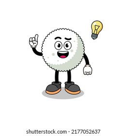 rice ball cartoon with get an idea pose , character design
