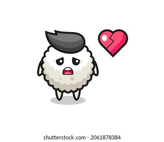 rice ball cartoon illustration is broken heart , cute style design for t shirt, sticker, logo element