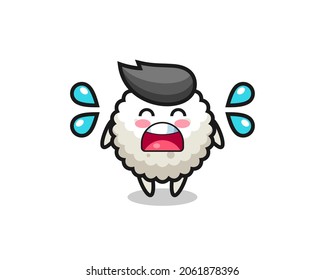 rice ball cartoon illustration with crying gesture , cute style design for t shirt, sticker, logo element