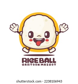 rice ball cartoon mascot. food vector illustration. isolated on a white background