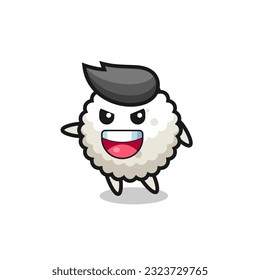 rice ball cartoon with very excited pose , cute style design for t shirt, sticker, logo element