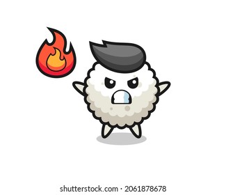 rice ball character cartoon with angry gesture , cute style design for t shirt, sticker, logo element