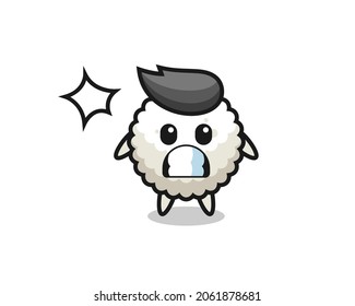 rice ball character cartoon with shocked gesture , cute style design for t shirt, sticker, logo element
