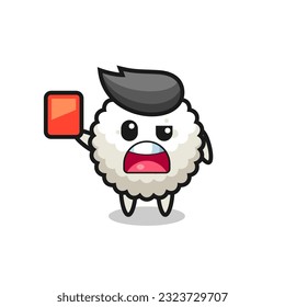 rice ball cute mascot as referee giving a red card , cute style design for t shirt, sticker, logo element