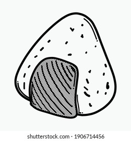Rice ball doodle vector icon. Drawing sketch illustration hand drawn line.