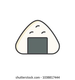 Rice ball flat line colored icon.