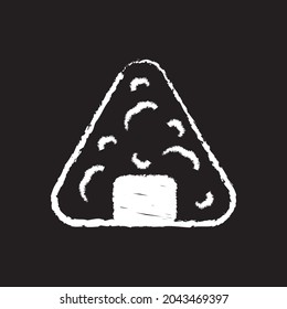 Rice ball line Icon design white chalk. Draw a picture on the blackboard.