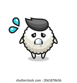 rice ball mascot character with afraid gesture , cute style design for t shirt, sticker, logo element