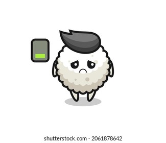 rice ball mascot character doing a tired gesture , cute style design for t shirt, sticker, logo element