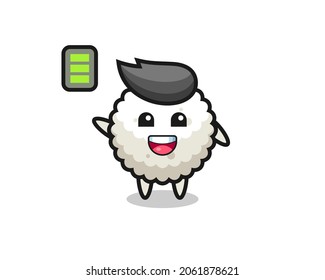 rice ball mascot character with energetic gesture , cute style design for t shirt, sticker, logo element