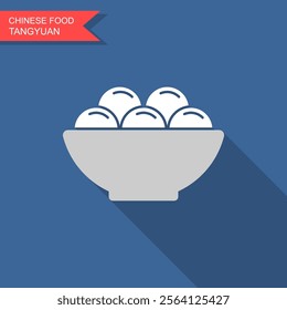 Rice Balls Tangyuan Design Chinese New Year Icon. Flat icon with long shadow