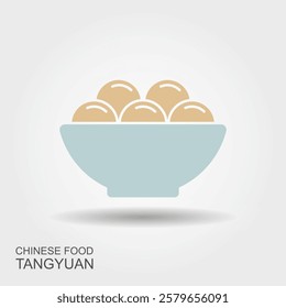 Rice Balls Tangyuan Design Chinese New Year Icon. Flat icon with long shadow