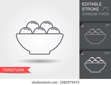 Rice Balls Tangyuan Design Chinese New Year Icon. Line icon with editable stroke with shadow