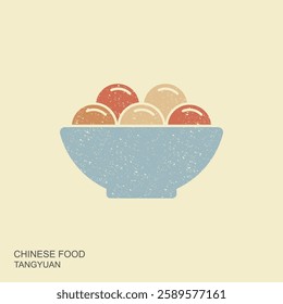 Rice Balls Tangyuan Flat Design Chinese New Year retro style Icon