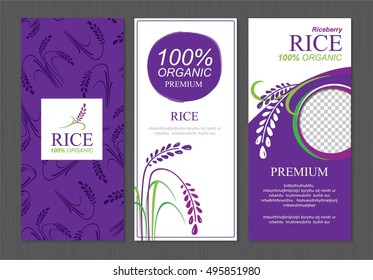Rice berry Thailand food product vector design, banner and poster template design rice food. 