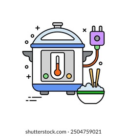 Rice Boiler Filled Color Icon, Vector illustration