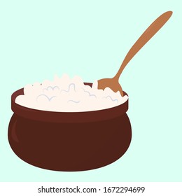 Rice in bow, illustration, vector on white background.