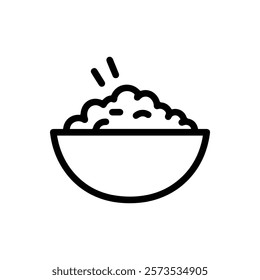 Rice Bowl black Icon color Illustration on white background.