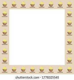 rice bowl cartoon. Pixel art rice in a wooden cup. rice bowl pattern pixel art. Picture frame.
