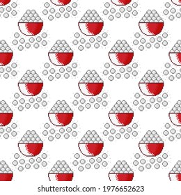 Rice bowl cartoon seamless pattern pixel art. Vector illustration.