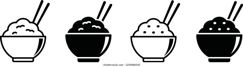 Rice bowl and chopstick icon, vector illustration