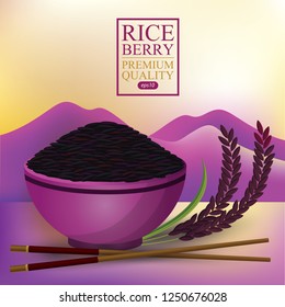 Rice Bowl and chopstick. Vector illustration.