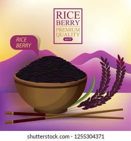 Rice Bowl and chopstick. Vector illustration.